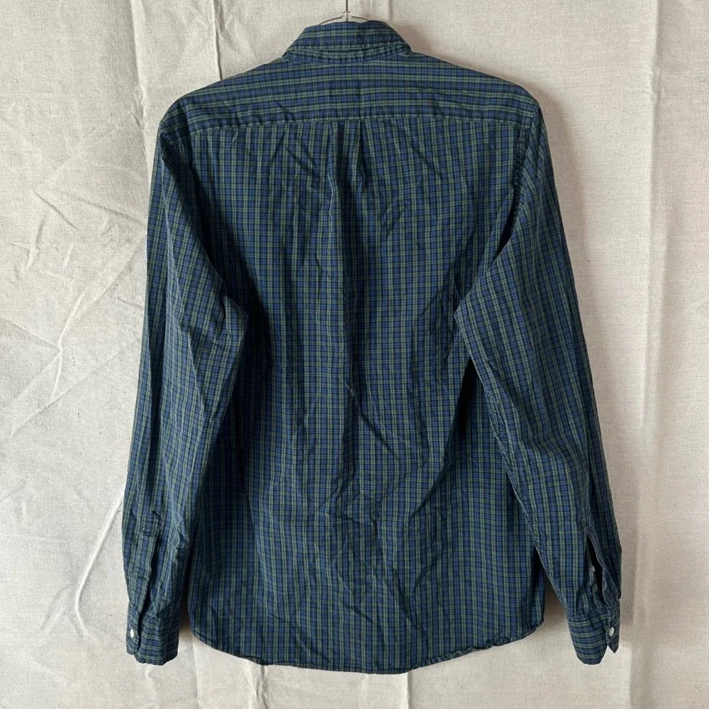 J.Crew Mens MT Secret Wash Stretch Organic Cotton Plaid Button Down Shirt‎ Green